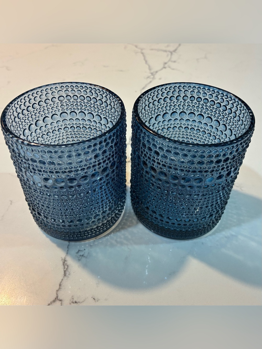 NWOTs Lilly Pulitzer Blue Hobnail Glasses - Set of 2 12 oz Double Old Fashioned